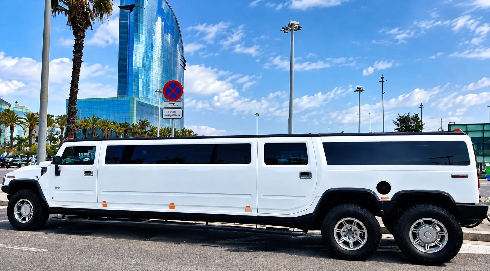 Limusina Hummer H2 blanca para alquilar en Barcelona