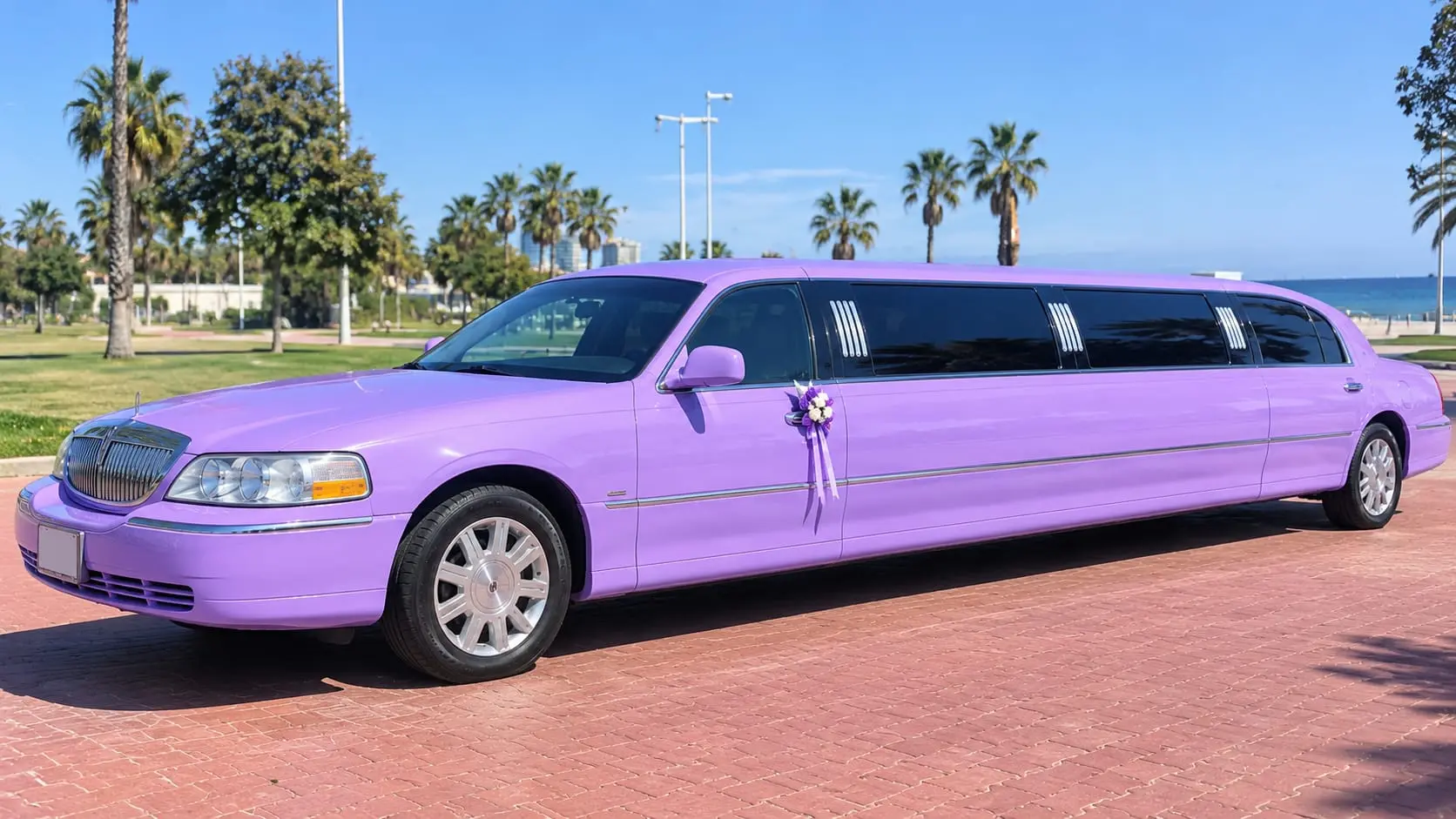 Limusina violeta perla para alquilar en Barcelona